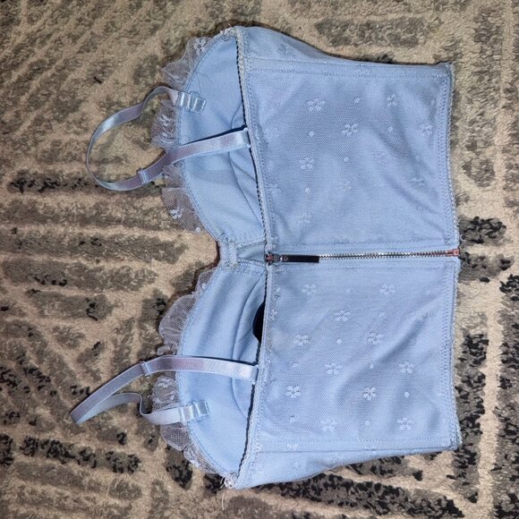 Say What Light Blue Pastel Lace Corset Crop Top Women Size Small - Picture 8 of 11
